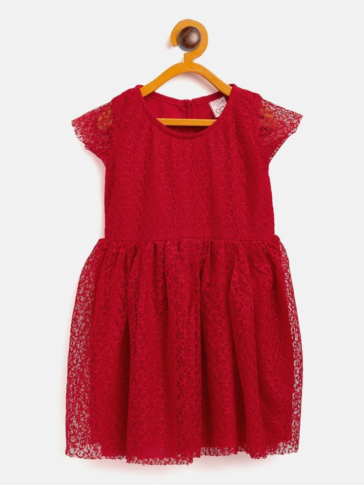     			Camey Polyester Frock For Girls ( Pack of 1 , Red )