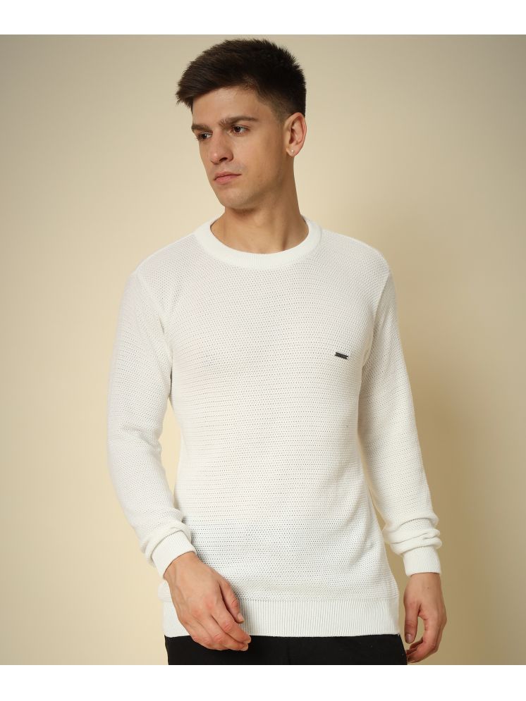     			HELL BOUND Woollen Round Neck Men's Full Sleeves Pullover Sweater - White ( Pack of 1 )