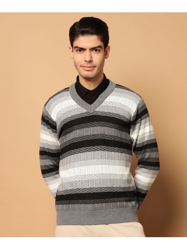     			HELL BOUND Woollen V-Neck Men's Full Sleeves Pullover Sweater - Grey ( Pack of 1 )