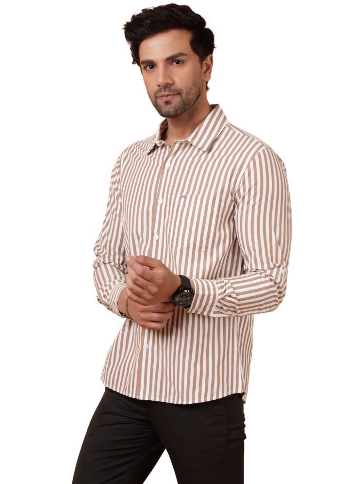     			NUEVOSPORTA Cotton Blend Regular Fit Striped Full Sleeves Men's Casual Shirt - Brown ( Pack of 1 )