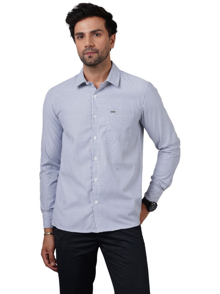     			NUEVOSPORTA Cotton Blend Regular Fit Striped Full Sleeves Men's Casual Shirt - Blue ( Pack of 1 )