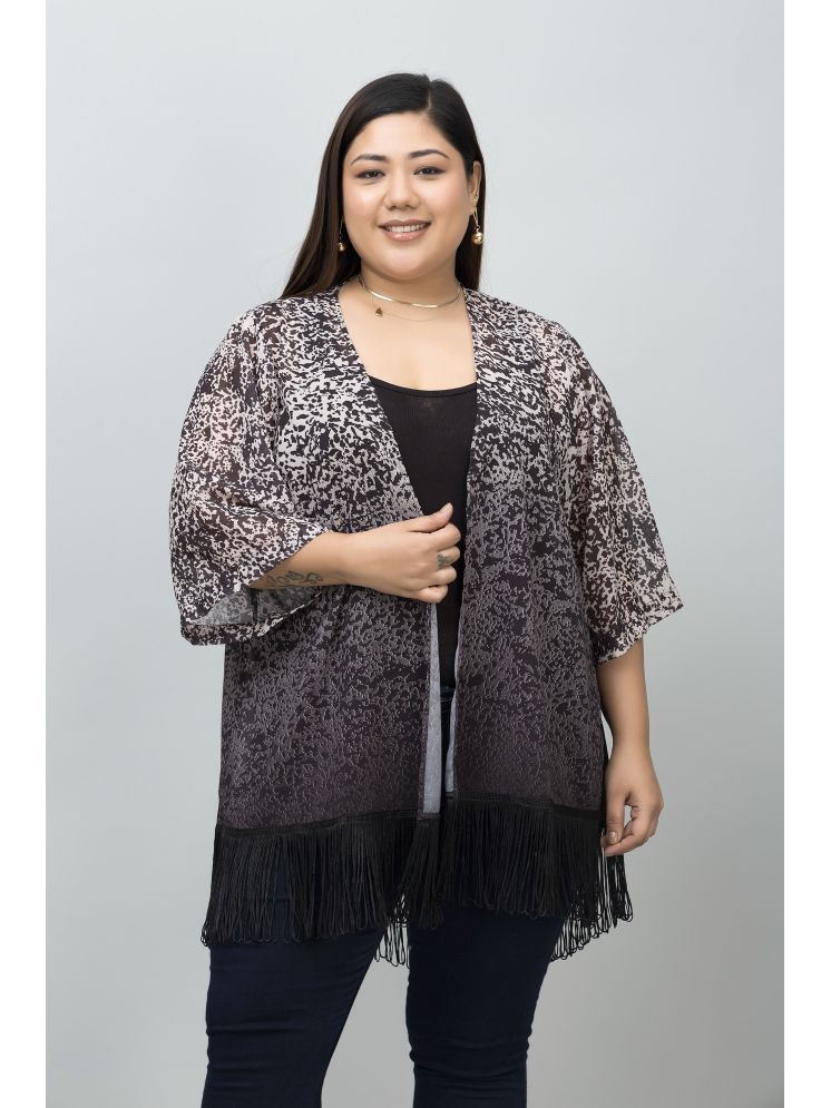     			Purys Georgette Plus Size Women's Beige Kimonos