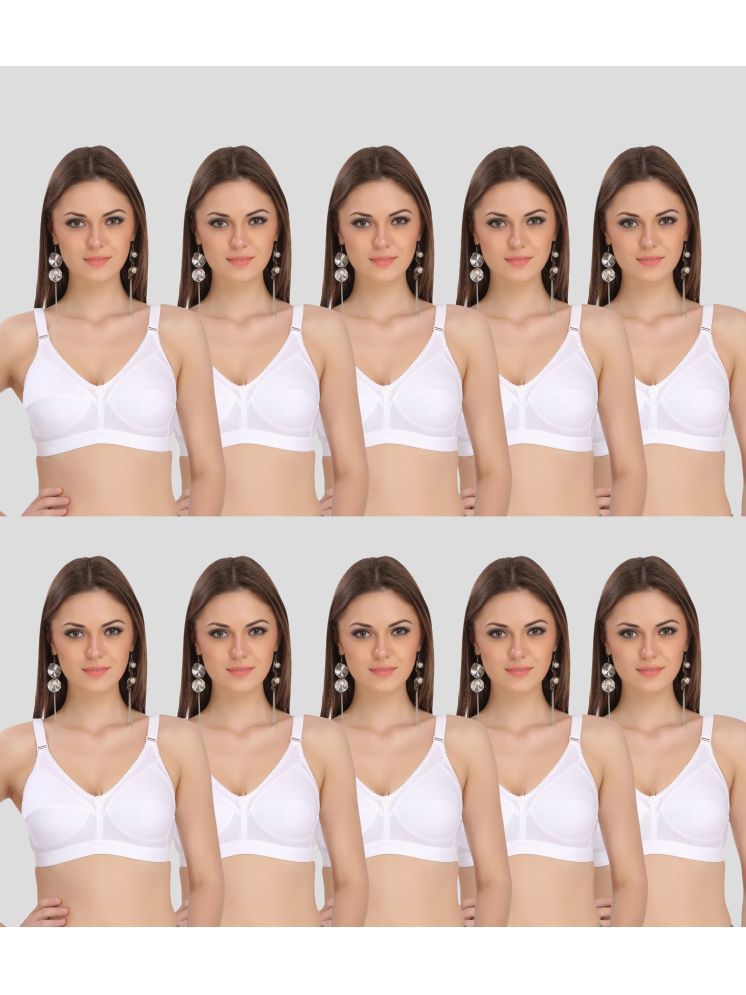     			TCG Pack of 10 Cotton Blend Non Padded Everyday Bra For Women ( White )