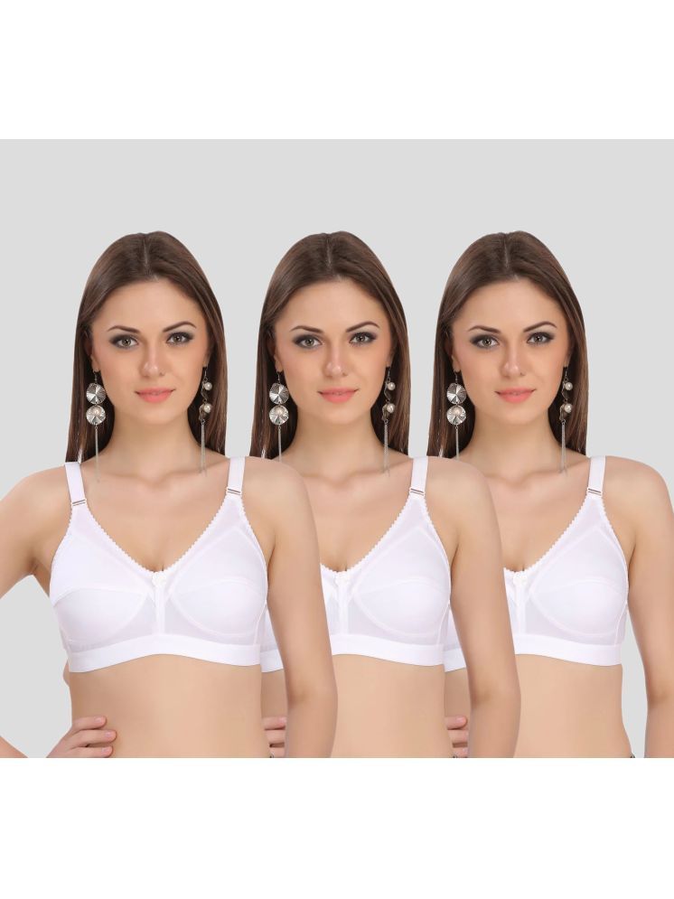     			TCG Pack of 3 Cotton Blend Non Padded Everyday Bra For Women ( White )