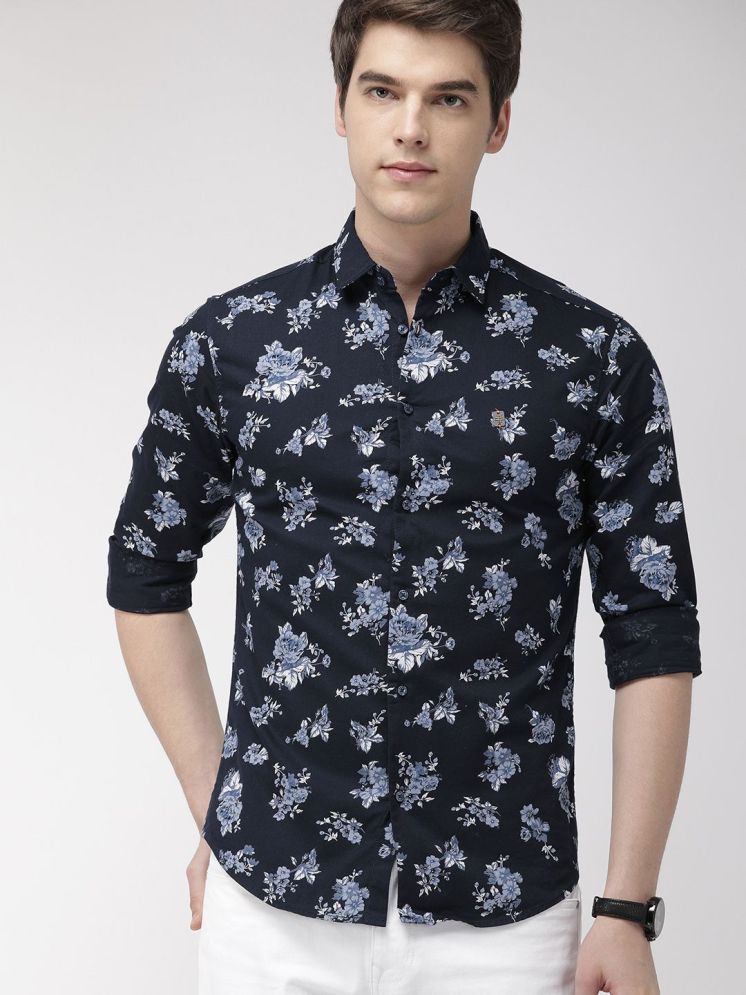     			The Indian Garage Co. 100% Cotton Slim Fit Printed Full Sleeves Men's Casual Shirt - Navy Blue ( Pack of 1 )