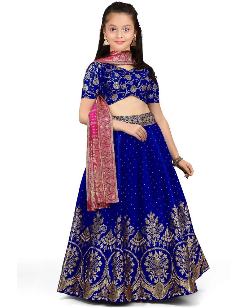     			kedar fab Jacquard Lehenga Choli Set For Girls ( Pack of 1 , Light Blue )