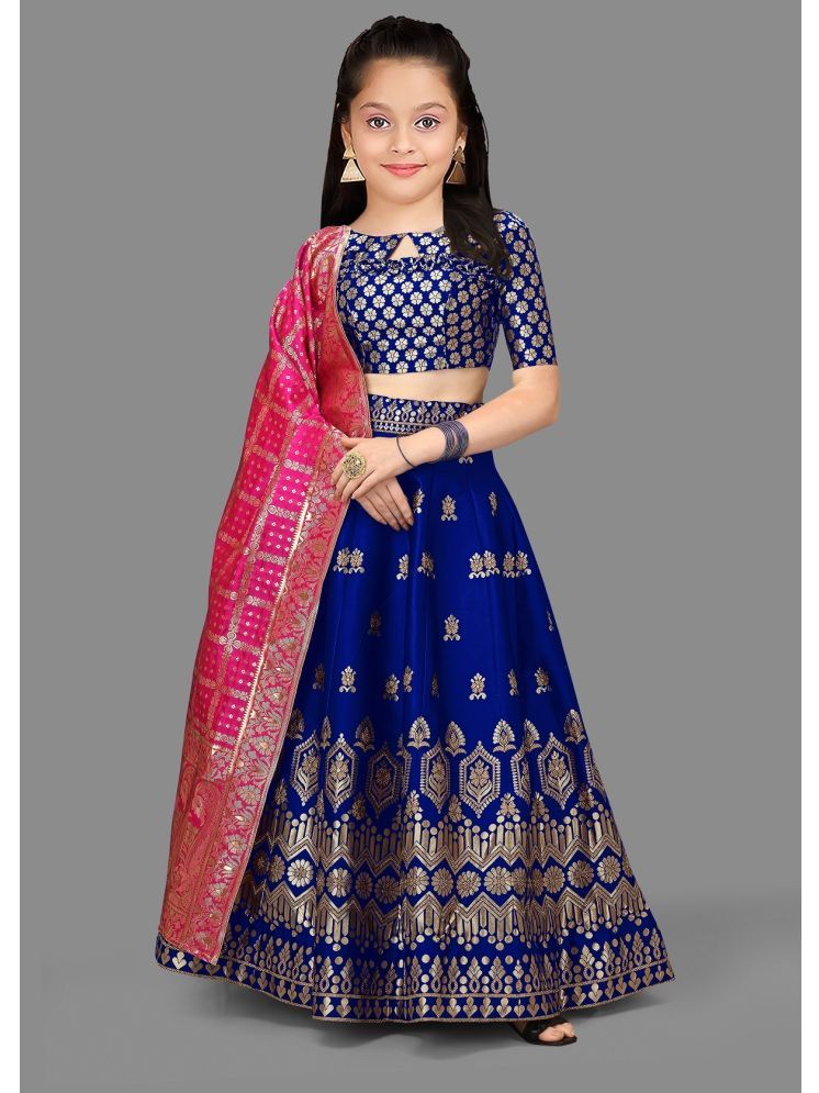     			kedar fab Jacquard Lehenga Choli Set For Girls ( Pack of 1 , Light Blue )