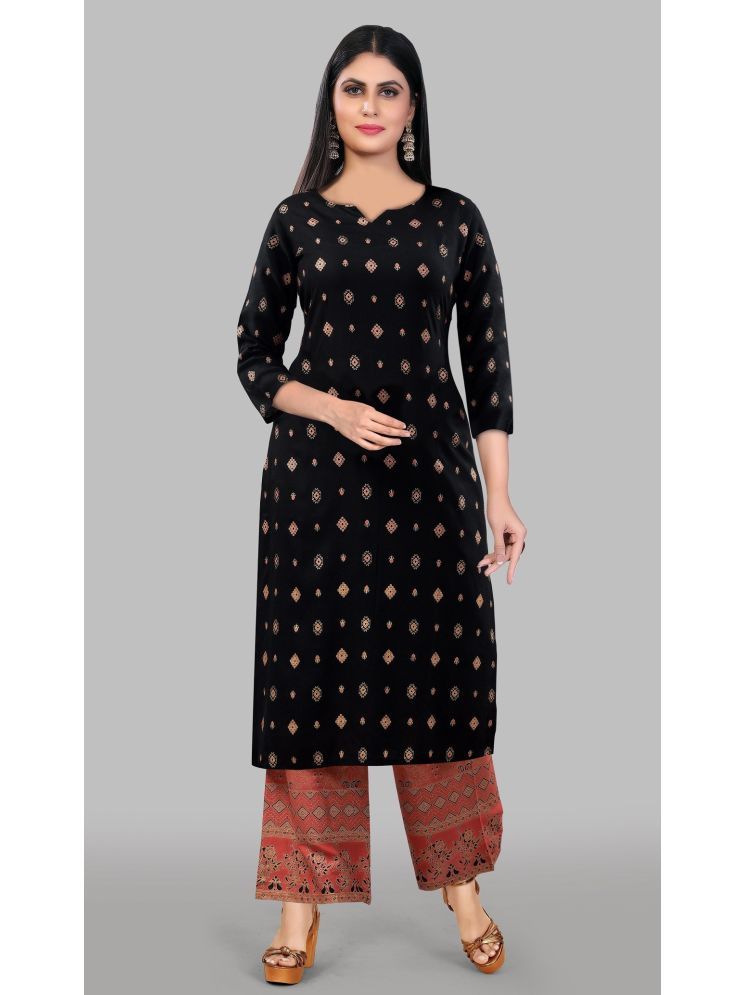     			kedar fab Pack of 1 Silk Printed Straight Women's Kurti - ( Black )