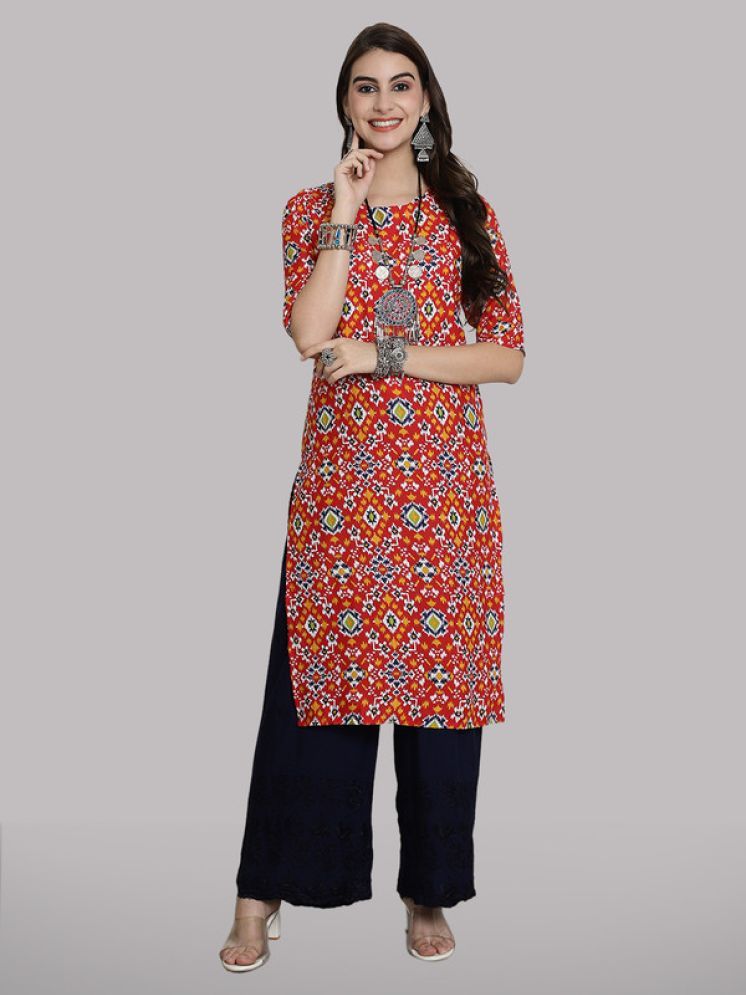     			1 Stop Fashion Pack of 1 Crepe Printed Straight Women's Kurti - ( Multicoloured )