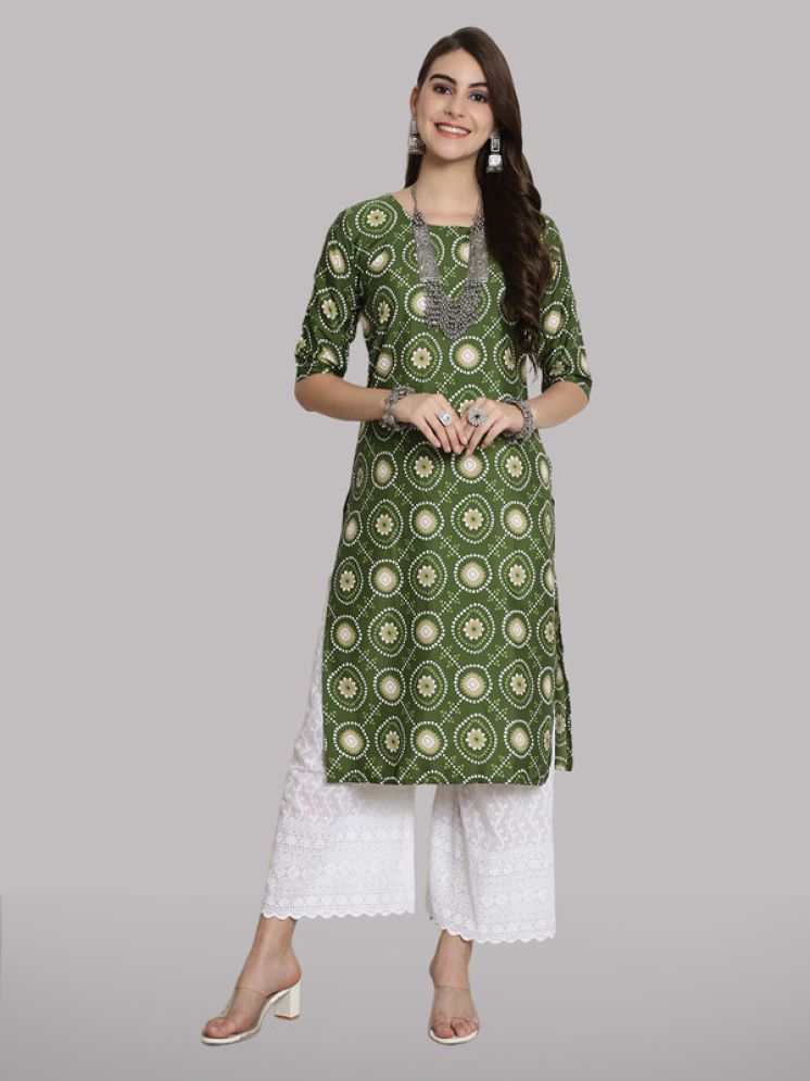     			1 Stop Fashion Pack of 1 Crepe Printed Straight Women's Kurti - ( Green )