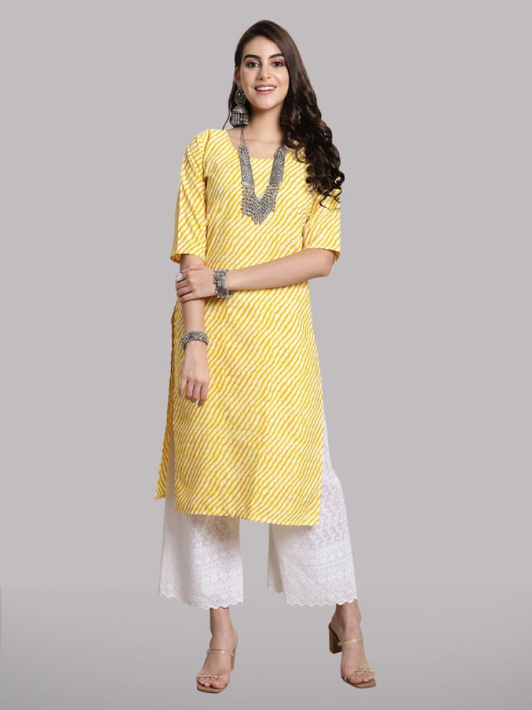     			1 Stop Fashion Pack of 1 Crepe Printed Straight Women's Kurti - ( Yellow )