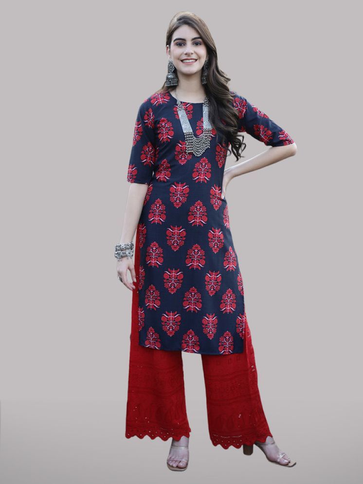     			1 Stop Fashion Pack of 1 Crepe Printed Straight Women's Kurti - ( Red )