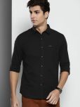 The Indian Garage Co. 100% Cotton Regular Fit Solids Full Sleeves Men's Casual Shirt - Black ( Pack of 1 )