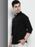 The Indian Garage Co. 100% Cotton Regular Fit Solids Full Sleeves Men's Casual Shirt - Black ( Pack of 1 )