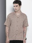 The Indian Garage Co. 100% Cotton Slim Fit Printed Half Sleeves Men's Casual Shirt - Beige ( Pack of 1 )