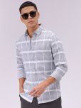 The Indian Garage Co. 100% Cotton Slim Fit Checks Full Sleeves Men's Casual Shirt - Grey ( Pack of 1 )