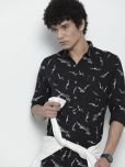 The Indian Garage Co Men Black Abstract Printed Casual Shirt