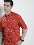 The Indian Garage Co Men Red Floral Printed Cotton Casual Shirt