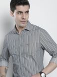 The Indian Garage Co Men Grey Striped Casual Shirt