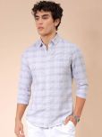 The Indian Garage Co. Cotton Blend Slim Fit Checks Full Sleeves Men's Casual Shirt - Grey ( Pack of 1 )