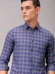 The Indian Garage Co. Cotton Blend Slim Fit Checks Full Sleeves Men's Casual Shirt - Blue ( Pack of 1 )