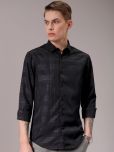 The Indian Garage Co. Polyester Slim Fit Checks Full Sleeves Men's Casual Shirt - Black ( Pack of 1 )