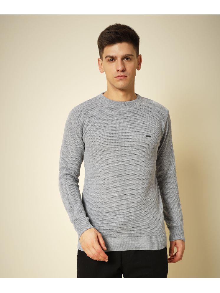     			HELL BOUND Woollen Round Neck Men's Full Sleeves Pullover Sweater - Grey ( Pack of 1 )