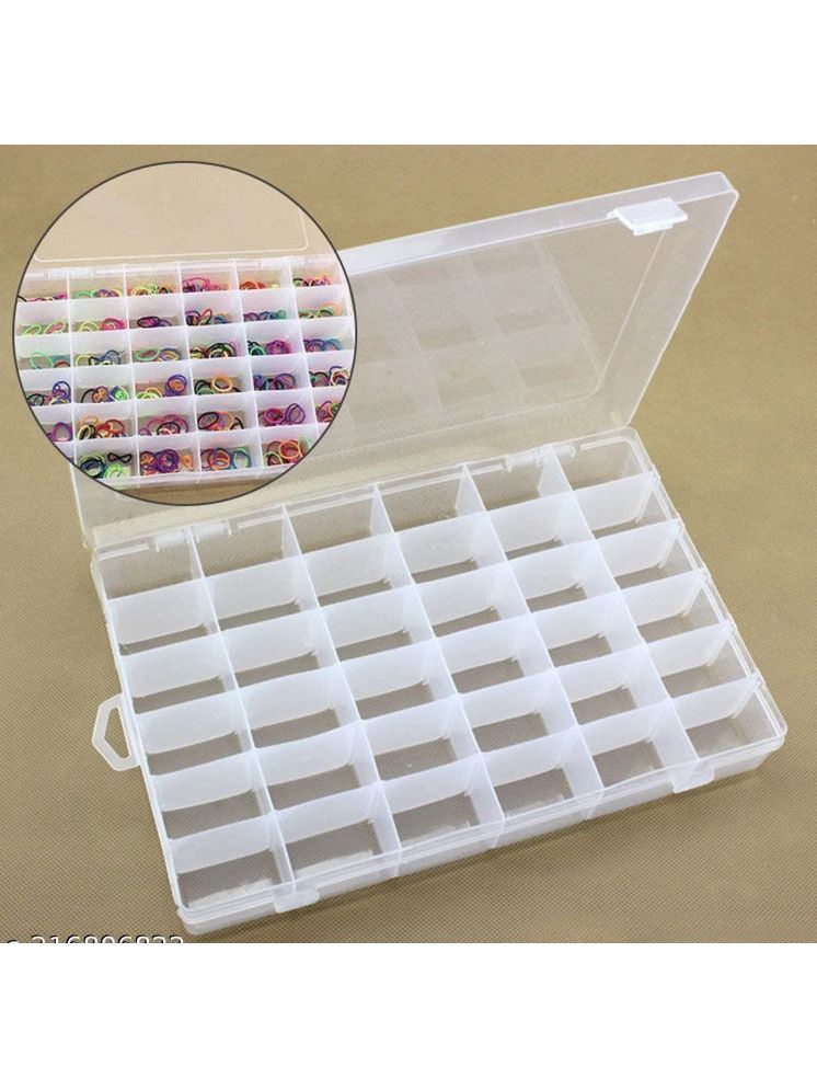     			Multipurpose 36 Compartment Grid Storage Box For Jewelry Box, Beads Box, Earrings Box, Sundries Storage, Bracelet Box, Hair Clips Box, Pins Box, Cosmetics Box, Screws Box, DIY Kits Vanity Box STORAGE Vanity Box (CLEAR)