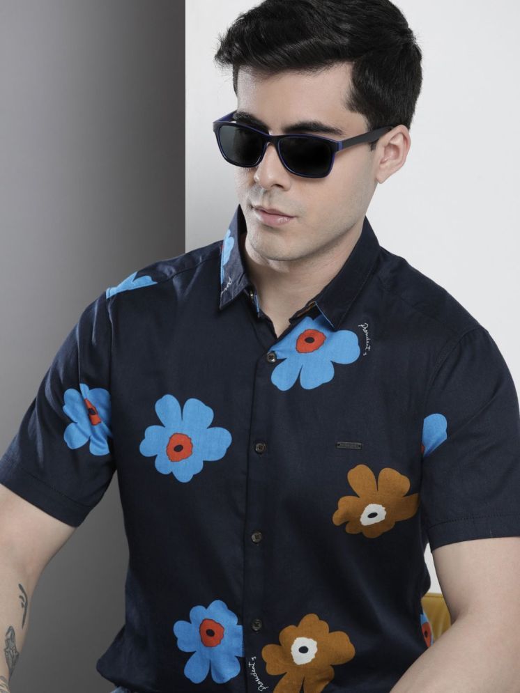     			The Indian Garage Co Men Navy Blue Printed Casual Shirt