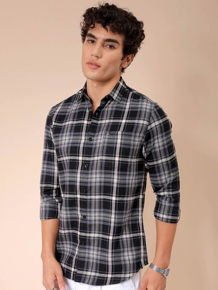     			The Indian Garage Co. 100% Cotton Slim Fit Checks Full Sleeves Men's Casual Shirt - Black ( Pack of 1 )