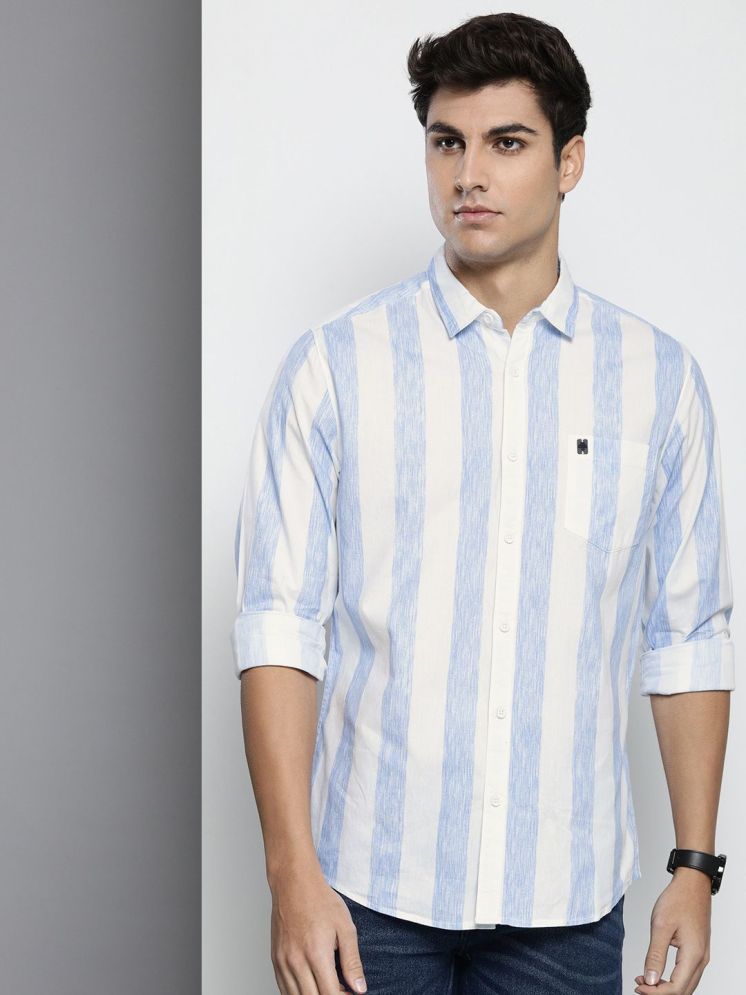     			The Indian Garage Co. 100% Cotton Regular Fit Striped Full Sleeves Men's Casual Shirt - Blue ( Pack of 1 )