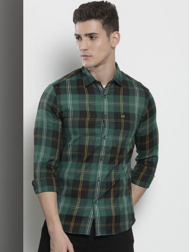     			The Indian Garage Co. 100% Cotton Regular Fit Checks Full Sleeves Men's Casual Shirt - Green ( Pack of 1 )