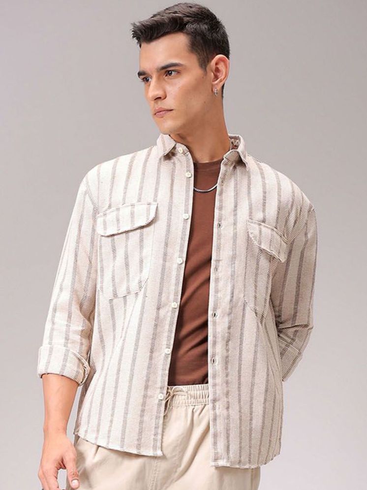     			The Indian Garage Co. 100% Cotton Regular Fit Striped Full Sleeves Men's Casual Shirt - Brown ( Pack of 1 )