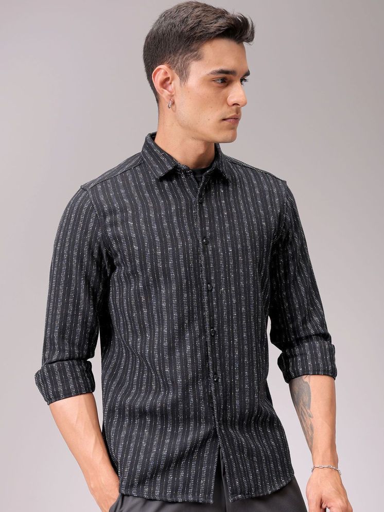     			The Indian Garage Co. 100% Cotton Regular Fit Striped Full Sleeves Men's Casual Shirt - Black ( Pack of 1 )