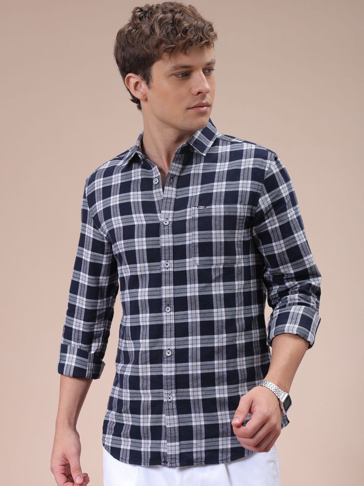     			The Indian Garage Co. 100% Cotton Slim Fit Checks Full Sleeves Men's Casual Shirt - Navy Blue ( Pack of 1 )