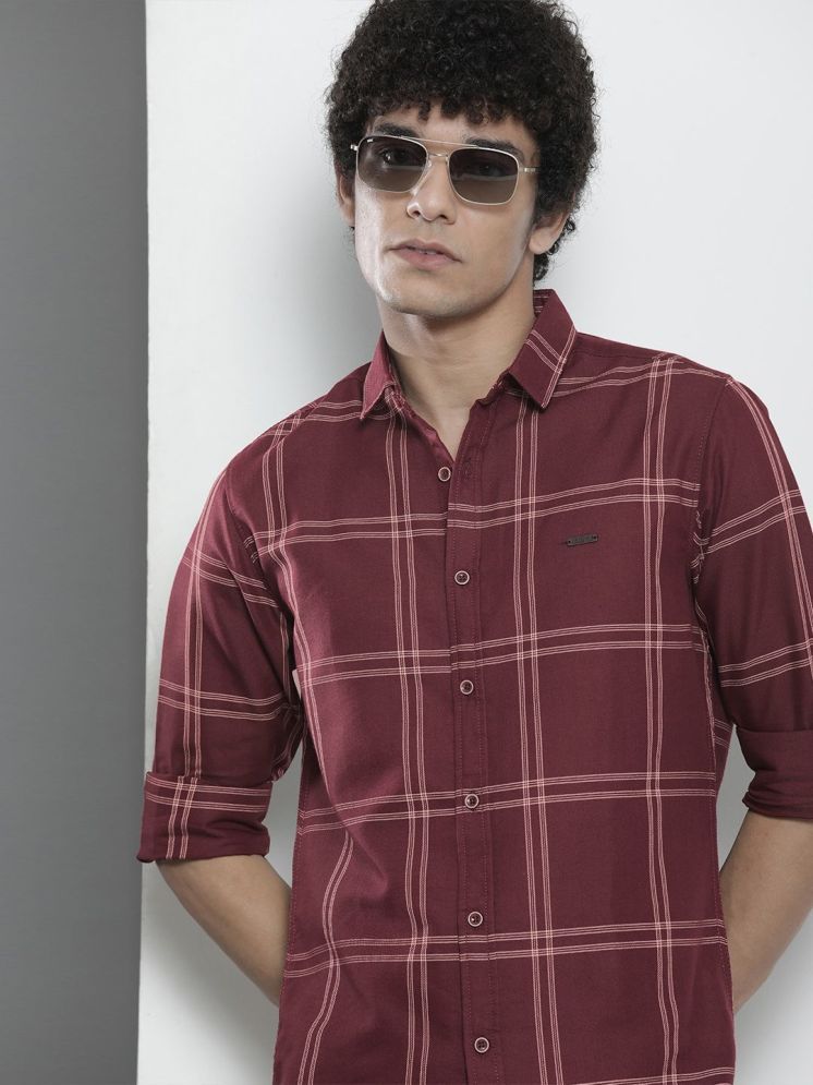     			The Indian Garage Co. 100% Cotton Regular Fit Checks Full Sleeves Men's Casual Shirt - Maroon ( Pack of 1 )