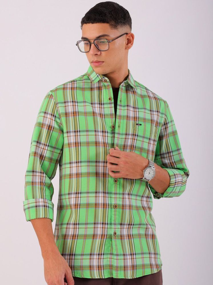     			The Indian Garage Co. 100% Cotton Slim Fit Checks Full Sleeves Men's Casual Shirt - Green ( Pack of 1 )