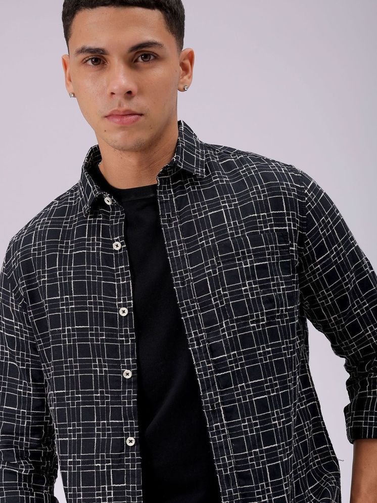     			The Indian Garage Co. Cotton Blend Slim Fit Checks Full Sleeves Men's Casual Shirt - Black ( Pack of 1 )