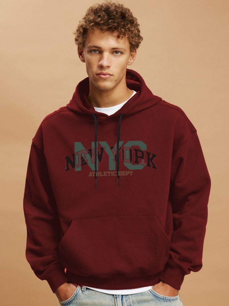     			clafoutis Fleece Hooded Men's Sweatshirt - Maroon ( Pack of 1 )