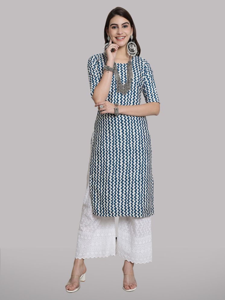     			1 Stop Fashion Pack of 1 Crepe Printed Straight Women's Kurti - ( Light Blue )