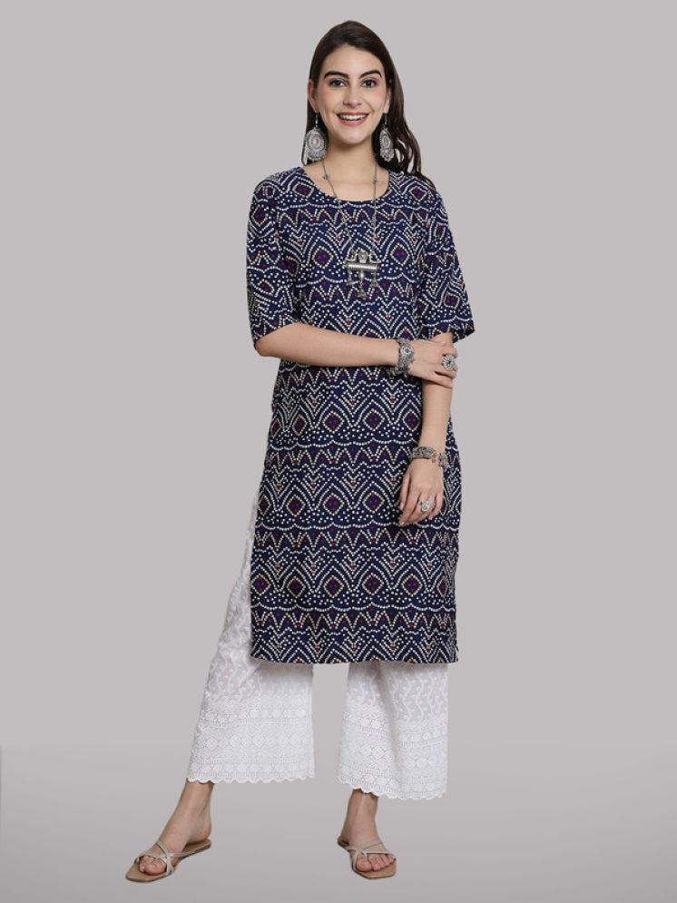     			1 Stop Fashion Pack of 1 Crepe Printed Nayra Women's Kurti - ( Blue )