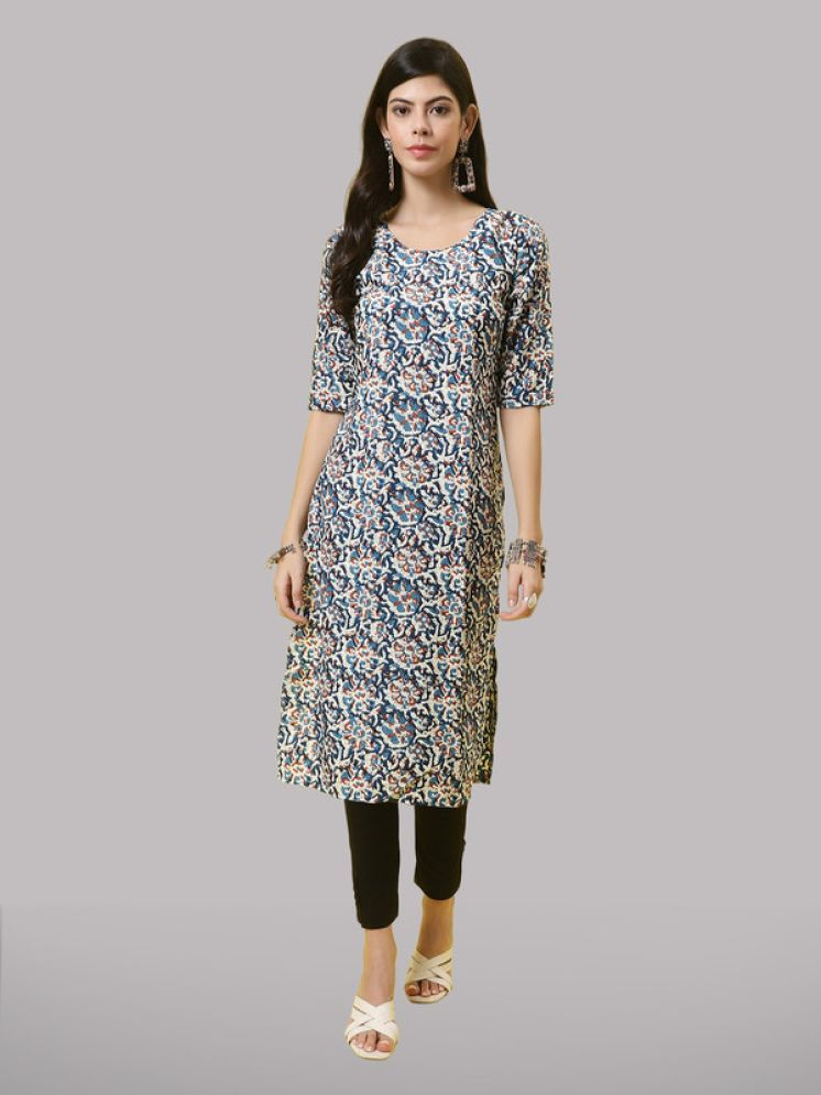     			1 Stop Fashion Pack of 1 Crepe Printed Straight Women's Kurti - ( Blue )