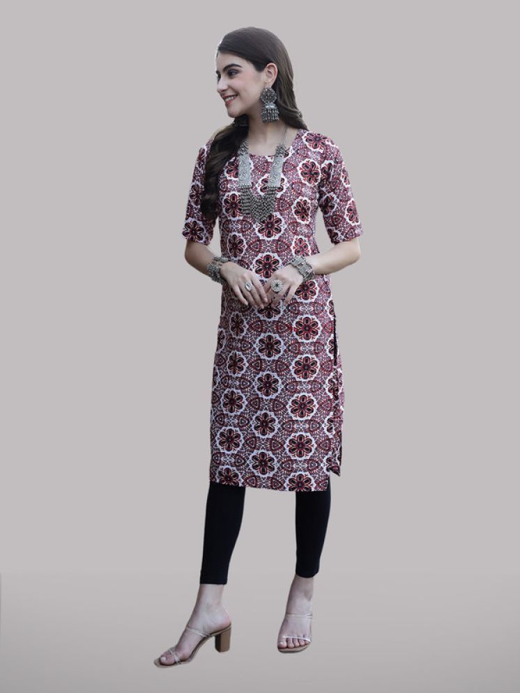     			1 Stop Fashion Pack of 1 Crepe Printed Straight Women's Kurti - ( Burgundy )