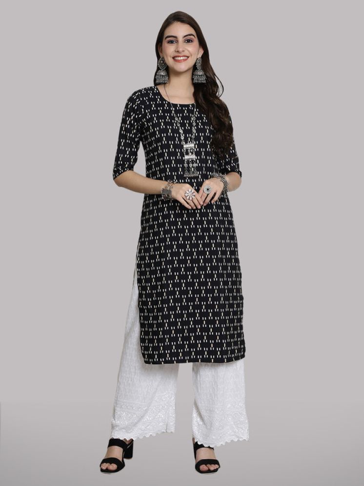     			1 Stop Fashion Pack of 1 Crepe Printed Straight Women's Kurti - ( Black )