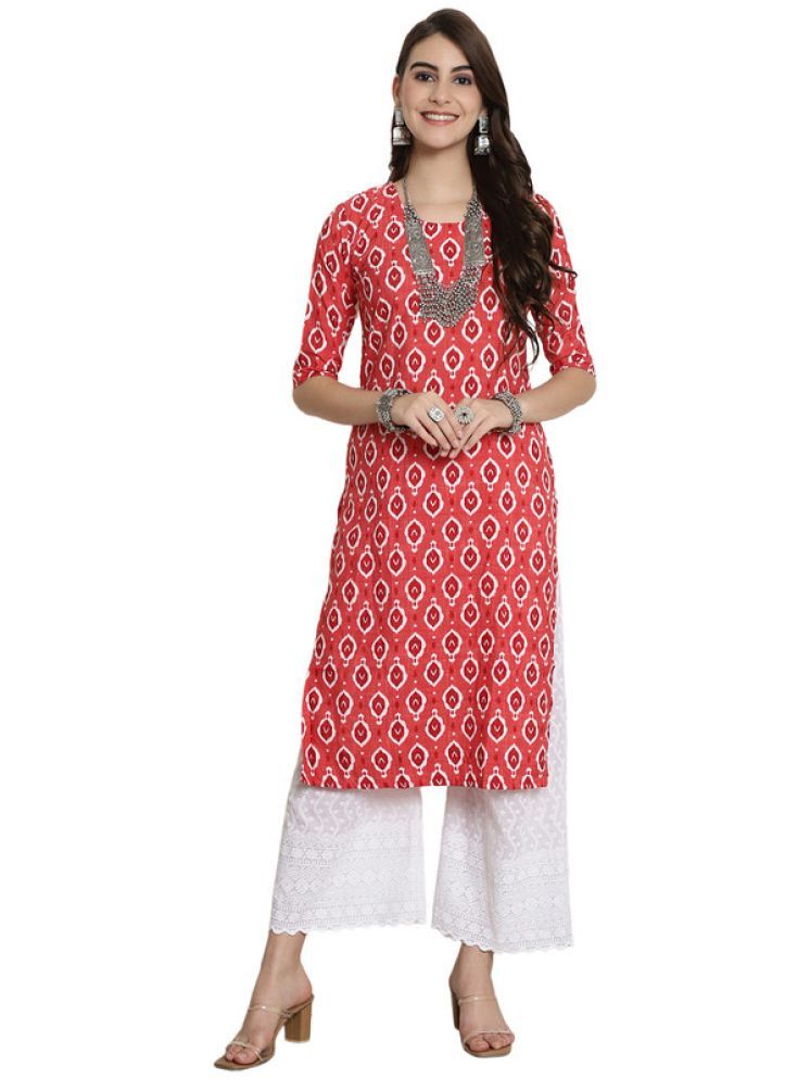     			1 Stop Fashion Pack of 1 Crepe Printed Straight Women's Kurti - ( Pink )