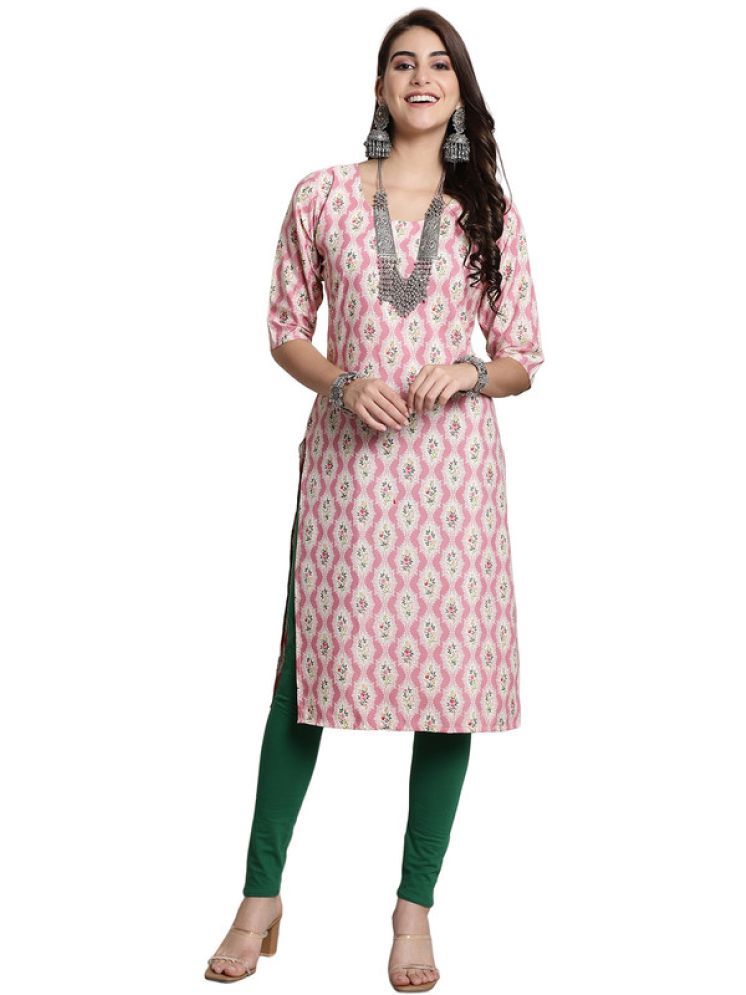     			1 Stop Fashion Pack of 1 Crepe Printed Straight Women's Kurti - ( Pink )