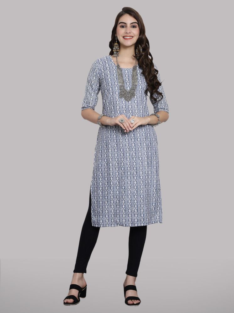     			1 Stop Fashion Pack of 1 Crepe Printed Straight Women's Kurti - ( Light Blue )