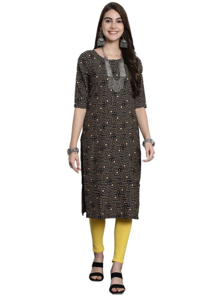     			1 Stop Fashion Pack of 1 Crepe Printed Straight Women's Kurti - ( Black )