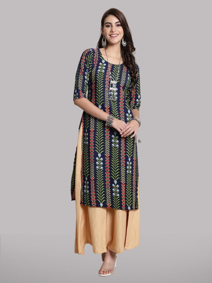     			1 Stop Fashion Pack of 1 Crepe Printed Straight Women's Kurti - ( Navy )