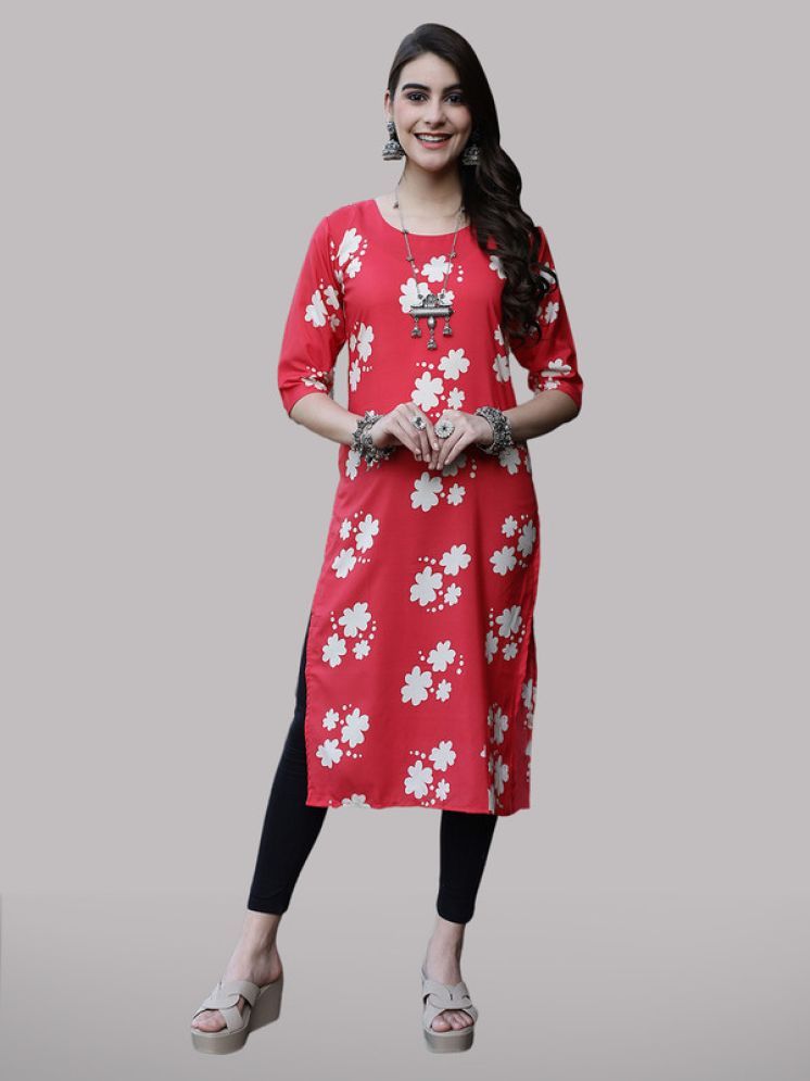     			1 Stop Fashion Pack of 1 Crepe Printed Nayra Women's Kurti - ( Red )